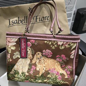 Rare Vintage NWT Isabella Fiore English Cocker Theme Tote